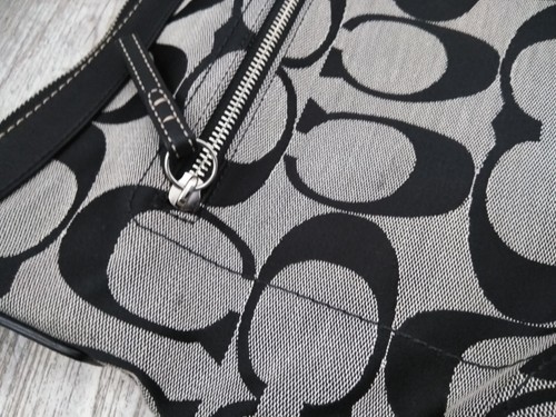 Borsa/borsa a tracolla Coach nera jacquard firma MO832-F13079 - Foto 5 di 18