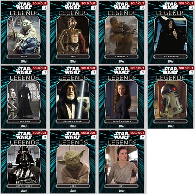 Topps Star Wars Card Trader Green Anniversary Legends Set w/ Award