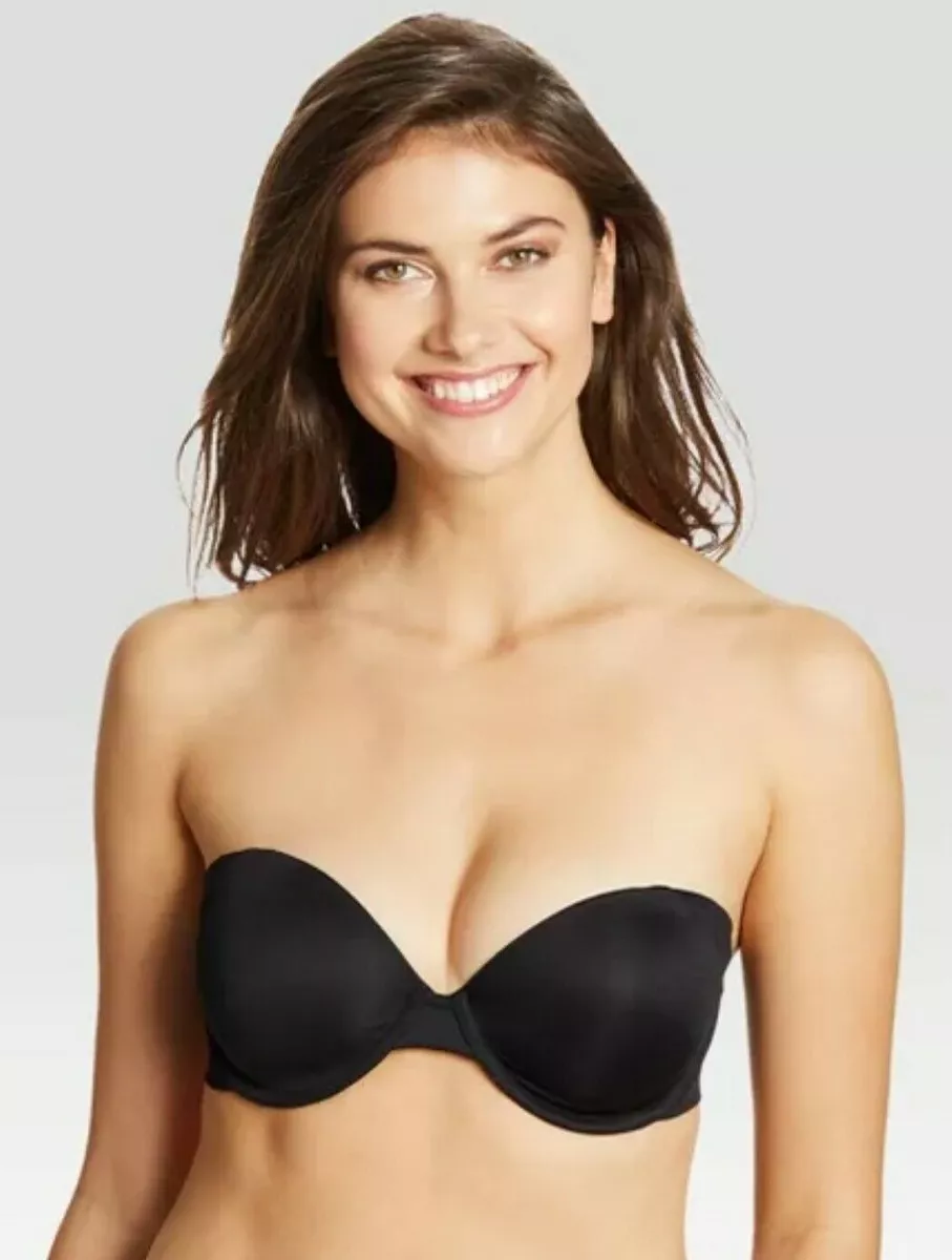 Maidenform Self Expressions Side Smoothing Stay Put Bra 36C 36DD Strapless  Black