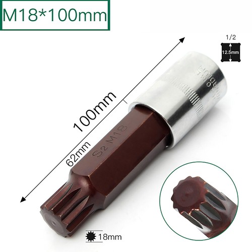 1/2" Drive Torx Bit Set Cr-v Steel Socket M5-M18 S2 Steel Bits 55/100mm Length - Picture 24 of 24