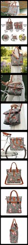 TOURBON Women Roll Top Shoulder Bag Canvas Clipon Bike Pannier Pack Cycling Gift - Picture 2 of 24