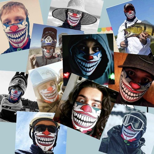 Skull Joker Clown Neck Gaiter UV Protection Face Mask Scarf Breathable Balaclava - Picture 10 of 29
