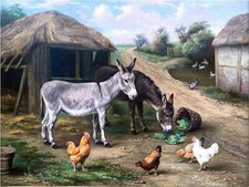 Farmyard Donkeys Chickens Accent Tile Mural Kitchen Backsplash Marble Ceramic