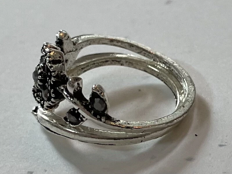 Anillo Banda Flor Floral Marcasita 2 Piezas Bali Plata Apilable Bohemio Boho Gitano Foto 2 de 4