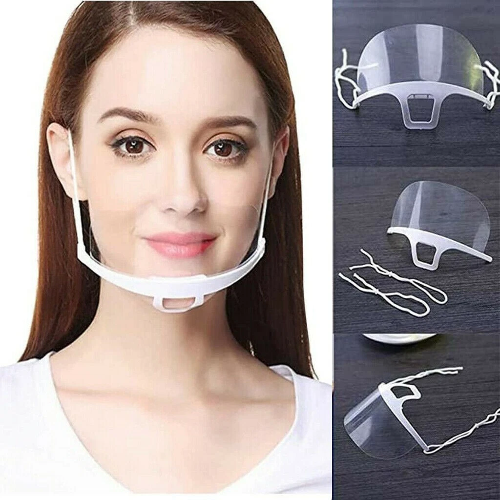 10 PC Face Mask Protective Covering Mouth Anti-Fog Reusable Transparent Durable