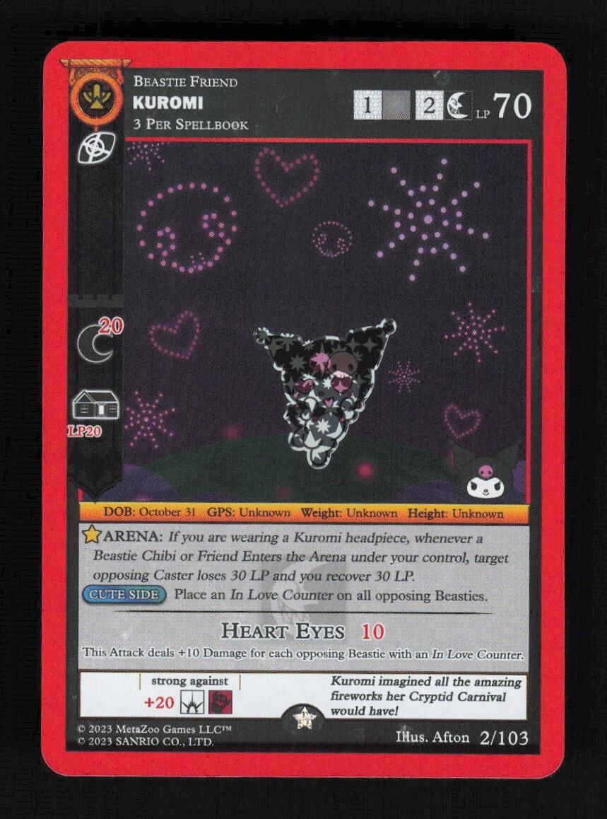 MetaZoo Kuromi's Cryptid Carnival - KUROMI 2/103 - Rev Holo | eBay