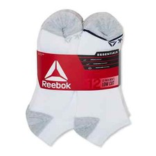Reebok Essential Low Cut White Socks 12 Pack Men's Size10-13