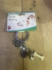 Little Gifts Bulldog Hand Painted Charm Keychain Dog NEW NWT