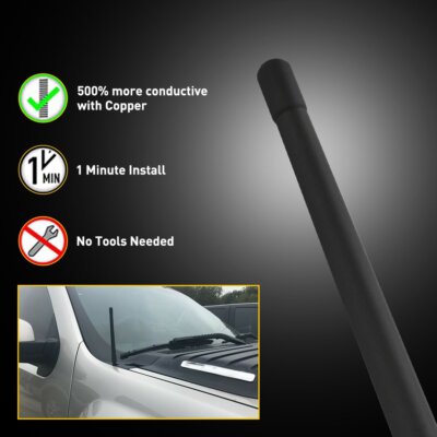 Black Antenna 7'' Short Mast Radio AM/FM for Chevy Silverado GMC Sierra 2006-2021