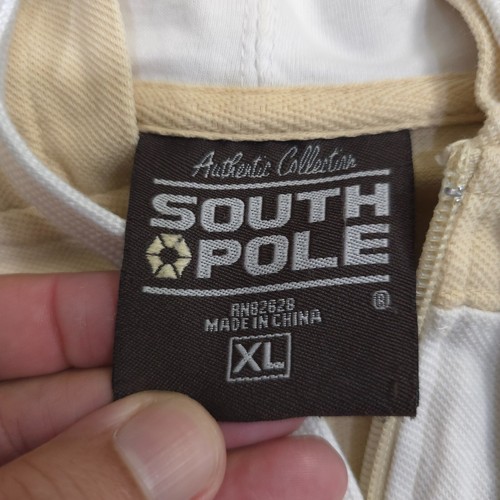 Southpole Y2K Full Zip Up Hoodie Sweatshirt Mens XLarge Adult Skate White Brown - Picture 10 of 17