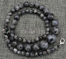 New Handmade 6-14mm Black Gray Labradorite round Gem Necklace 18 