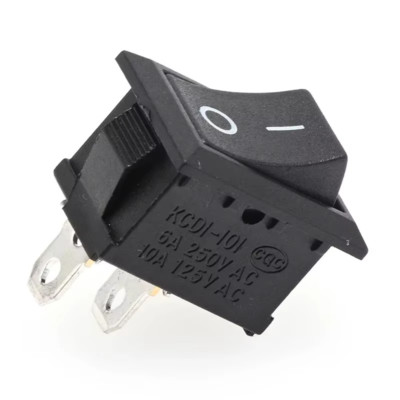 Einpoliger Ein/Aus Wippschalter 250VAC/6A - 125VAC/10A schwarz Taster 2 Pins SPST