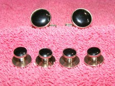 Mens Tuxedo Shirt Cufflink Button Studs Set Black Stainless, Formal Wear