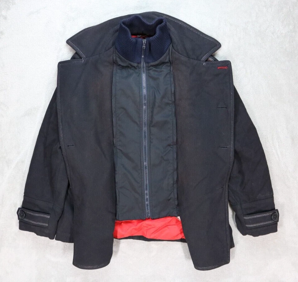 Chaqueta Abrigo Para Hombre Paul Shark Yachting Azul Aislado Botón Guisante Hecha en Italia Foto 2 de 4