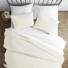 Herring Ivory Microfiber Twin Performance Quilted Coverlet Set
