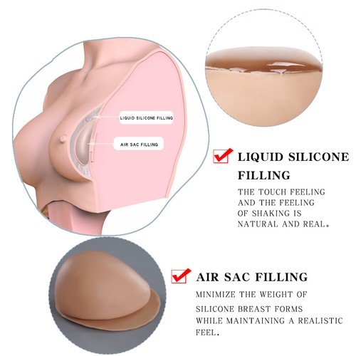 IMI 9th Flocking Silicone Breast Form Boobs B-K Cup Breastplate for Crossdresser - Picture 13 of 16