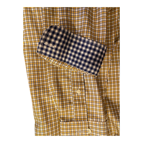Brooks Brothers Shirt Men's Large Yellow Blue White Gingham Non Iron Supima - Picture 5 of 8