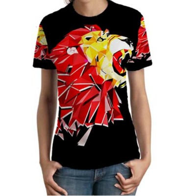 New Women Tshirt Roar Lion Design 7434105517591 Tee T-shirt Fullprint Polyester