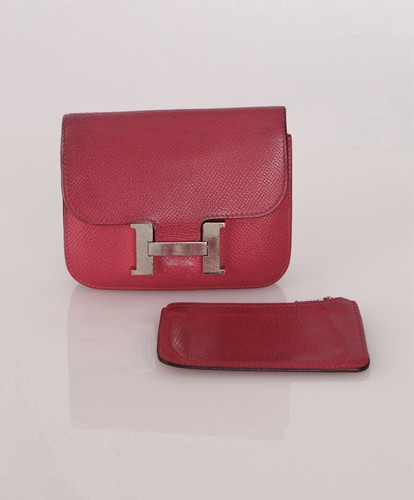 Hermes Constance Slim Evercolor Rouge Grenat K1 Red Silver Hardware Authentic