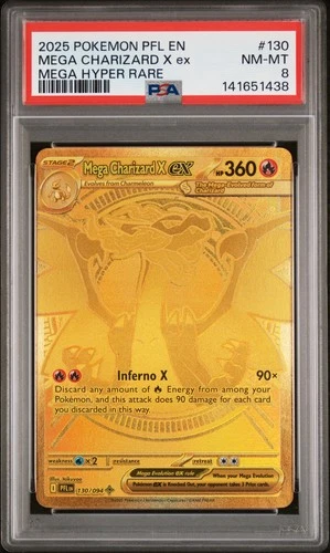 2025 Pokémon PFL Mega Charizard X ex Mega Hyper Rare PSA 8 #130
