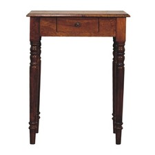 Turned Leg Solid Mango Wood Writing Desk Chestnut