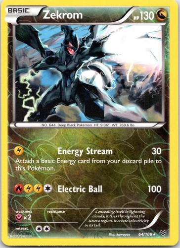 Zekrom 64/108 Rare Roaring Skies Pokemon Reverse Holo Near Mint
