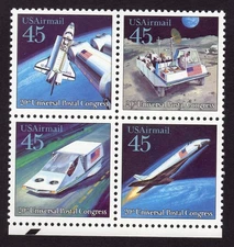 Scott #c125a (c122) Futuristic AirMail Delivery Block of 4 Stamps - MNH Dock 1st