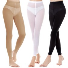 School Girl's 3 Pairs Footless Ballet Dance Tights AgeM4-5Black White Nude