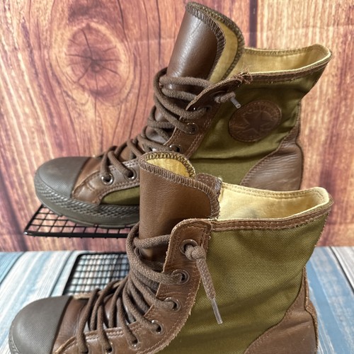 Militär Converse All Star Schuhe Unisex Herren 8 Damen 9,5 Leder grün - Bild 2 von 8