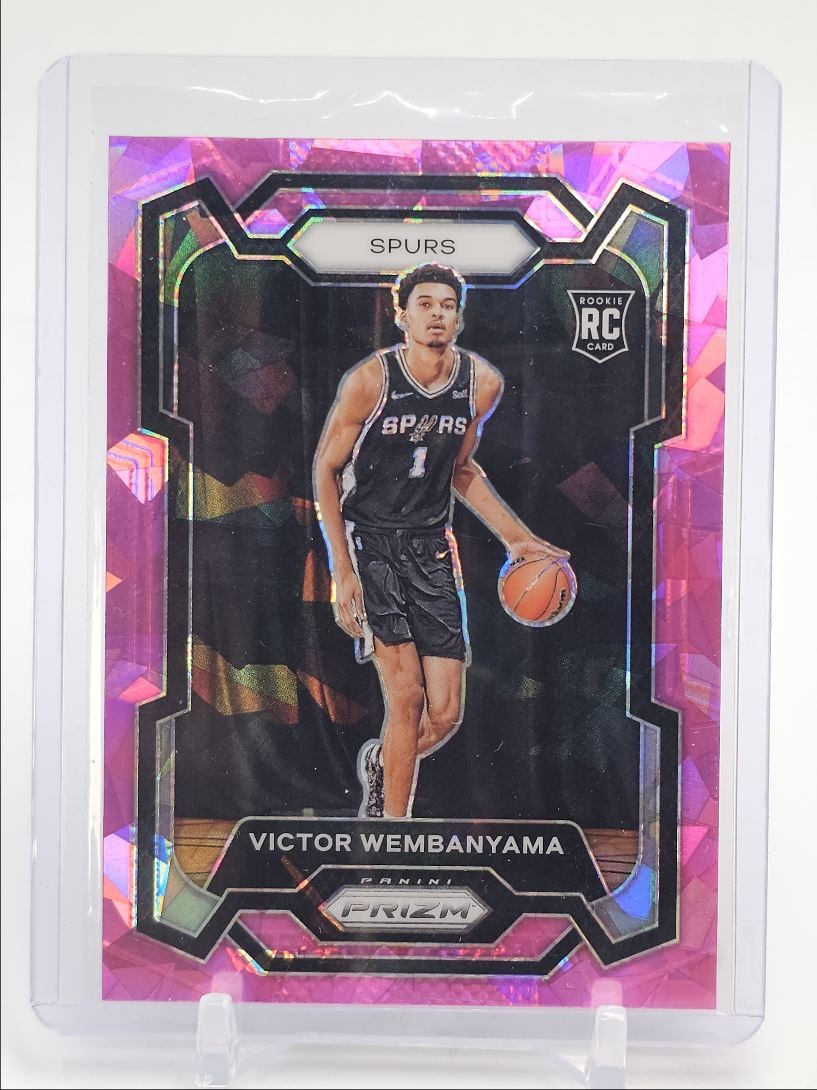 VICTOR WEMBANYAMA 2023-24 PANINI PRIZM ROOKIE PINK ICE SPURS #136 RC Q3562