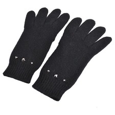 HERMES Gloves Knit Darling Medor Hardware Cashmere Ladies Made in Italy M Black