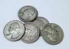 LOT OF 5 WASHINGTON QUARTERS 90% SILVER ALL 1940's - #6305