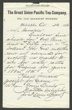 1886 Advertising Letterhead Great Union Pacific Tea Co Philadelphia PA
