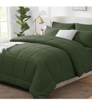 King Size Comforter Set Olive Green, 7 Pieces Bed in a Bag.