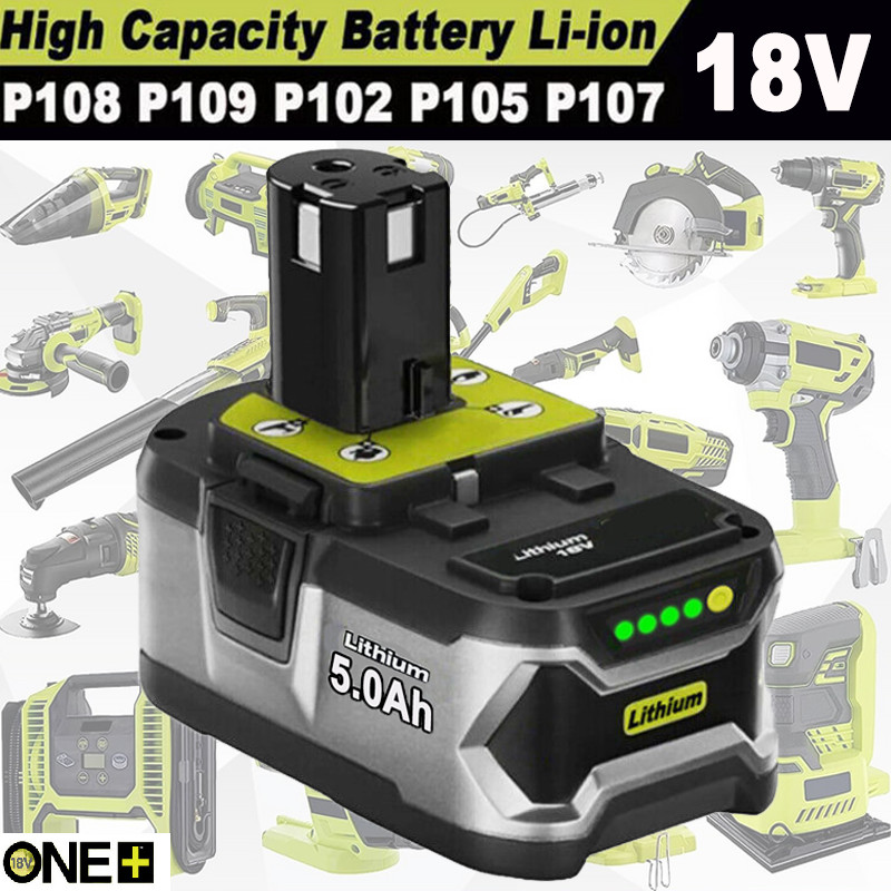 18V 5.0Ah Lithium Battery For Ryobi P108 Plus RB18L50 RB18L40 P104 P105