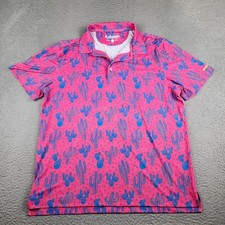 Chubbies Shirt Mens Large Pink Blue Floral Short Sleeve Golf Performance Casual