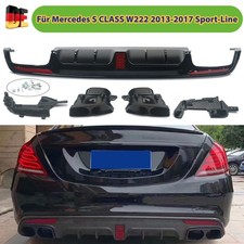 Heckdiffusor Diffusor Auspuff Schwarz für Mercedes W222 V222 Sport Line 2013-17 Heckdiffusor Diffusor Auspuff Schwarz für Mercedes W222 V222 Sport Line 2013-17