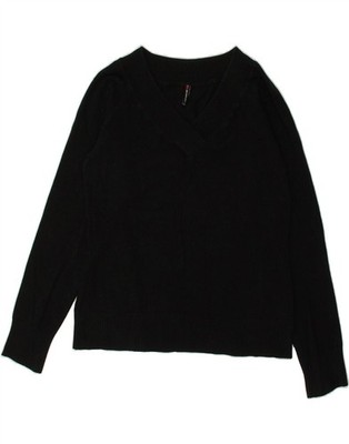 FISHBONE Damen Pullover Pulli mit V-Ausschnitt UK 18 XL schwarz BL89