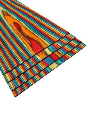 2mm Rainbow Furnier Holz bunt gefärbt SaRaiFo 62x21-21,5cm 4 Blätter Regenbogen