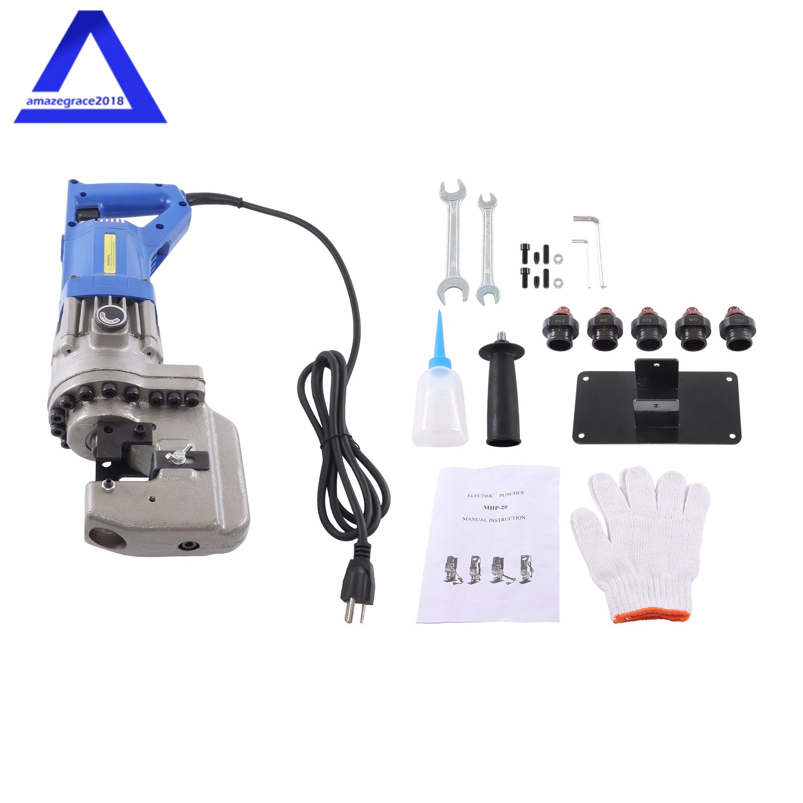 Hydraulic Hole Puncher 1300W 110V, Metal Punching Tool W/ Φ1/4" To 4/5" 5 Dies