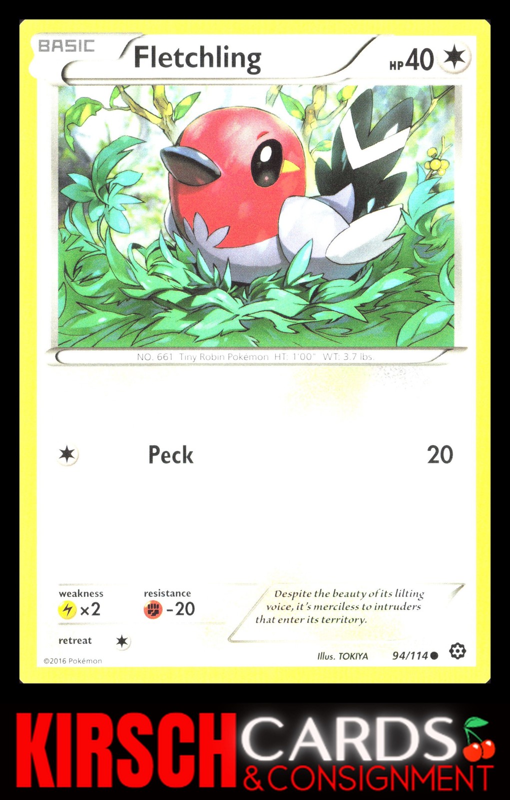 Fletchling XY - Steam Siege #94/114 High Grade Pokemon Card