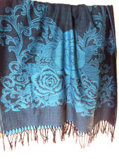 pashmina scarf wrap shawl Turquoise/black Gorgeous 