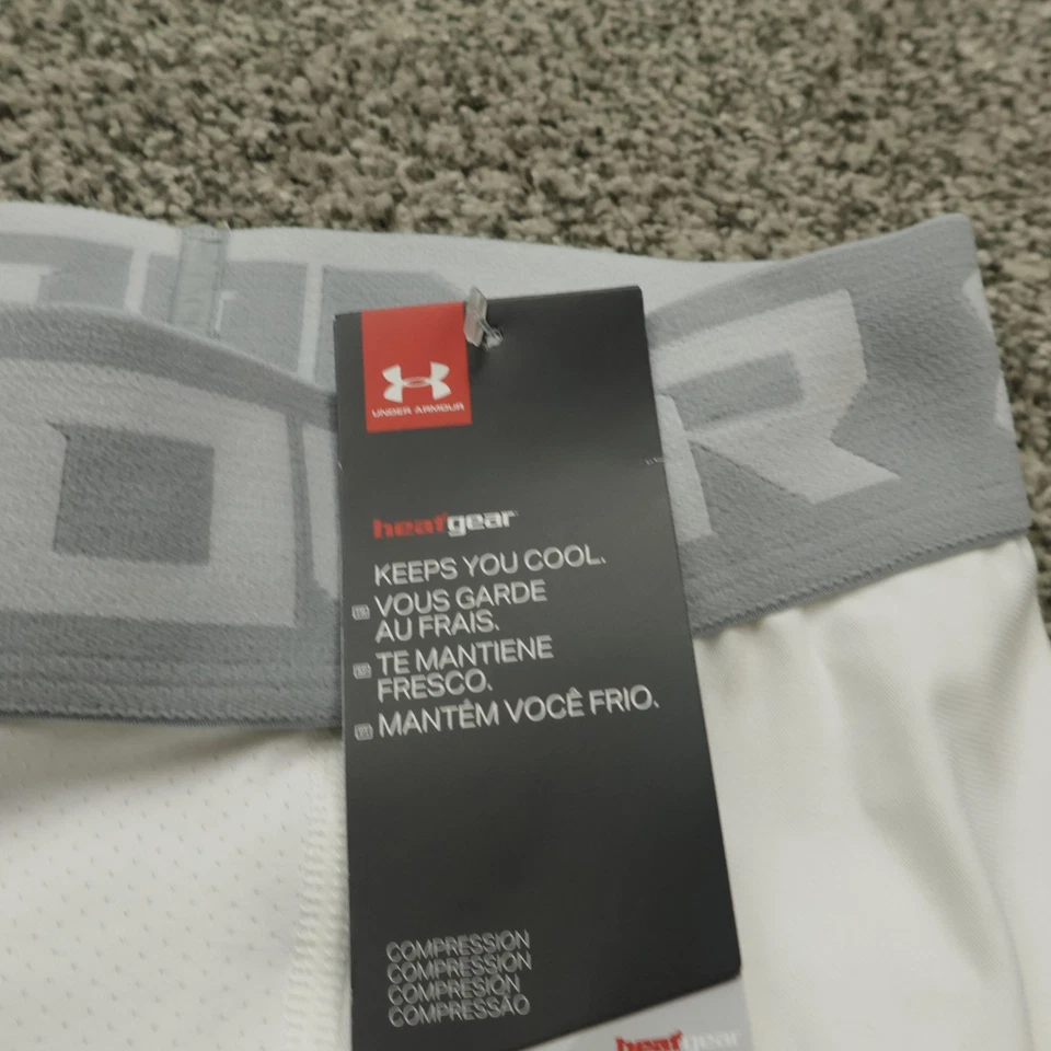 Under Armour HeatGear Compression Pants Mens Small White Gray New Tag Sports Gym - Image 4 of 4