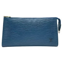 LOUIS VUITTON Pochette Accessoires Epi Leather Blue Bag Pouch