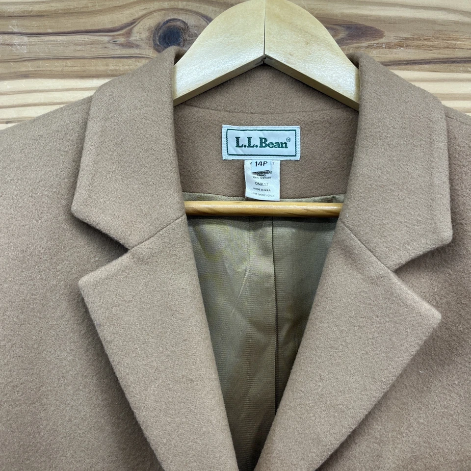 Chaqueta Blazer De Colección LL Bean Para Mujer 14P Lana Mezcla Cachemira Camel Beige Forrada B159 Foto 2 de 4