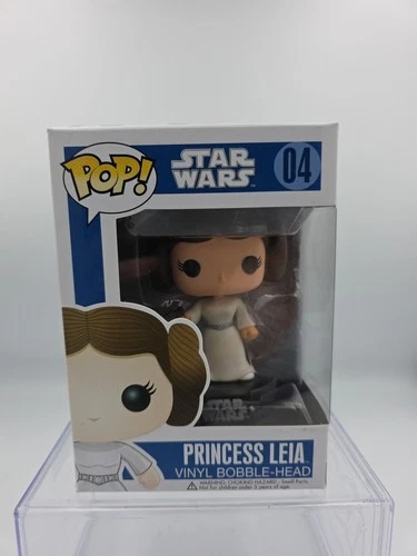 Funko Pop Star Wars 04 Princess Leia Bobble Head Vinyl Figure Blue Box Lg Font