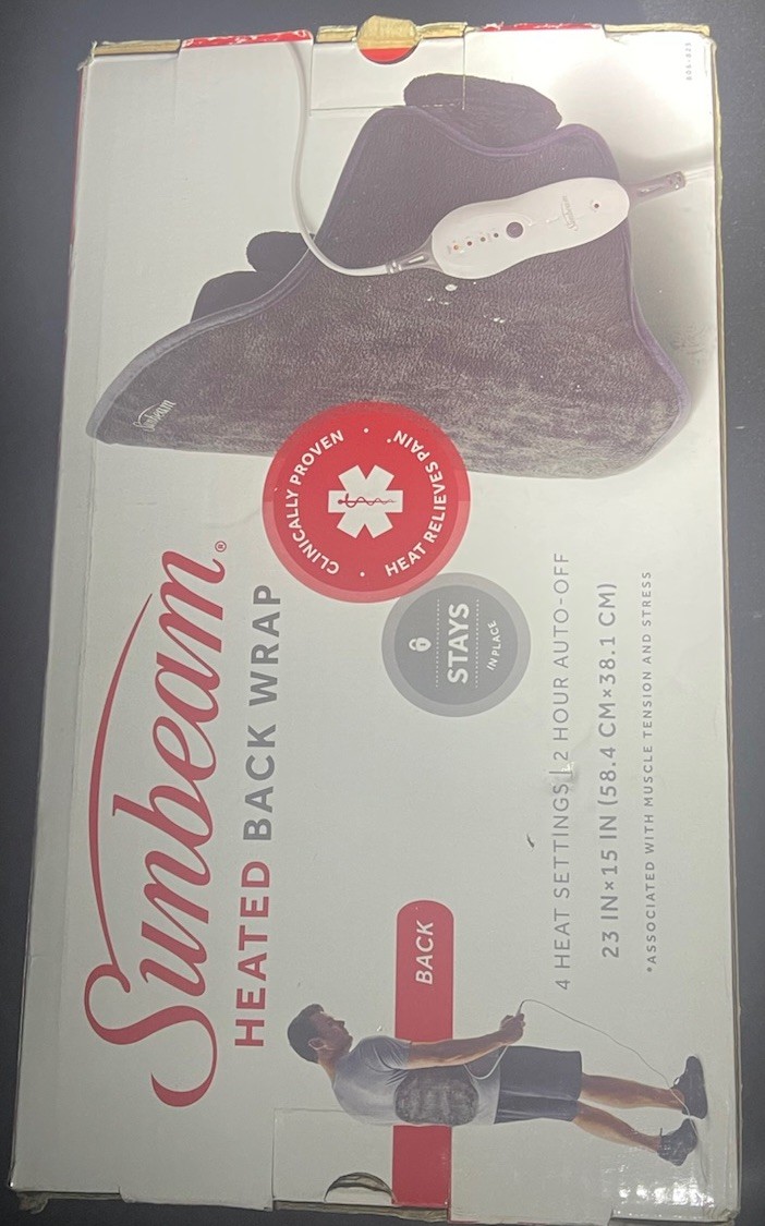 Sunbeam Heated Back Wrap Clinically Proven Heat Relieves Pain, 4 Heat Settings 