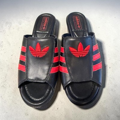 Adidas Lotta Volkova Platform Mules Black Red Leather Sandals FX8468 US 3.5