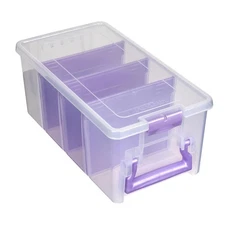 Semi Satchel Portable Craft Organizer with 3 Dividers - Clear Plastic Storage...