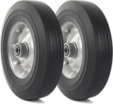 (2-Pack) 10" X 2.5" Flat Free Solid Rubber Replacement Tires - Flat-Free Tire an